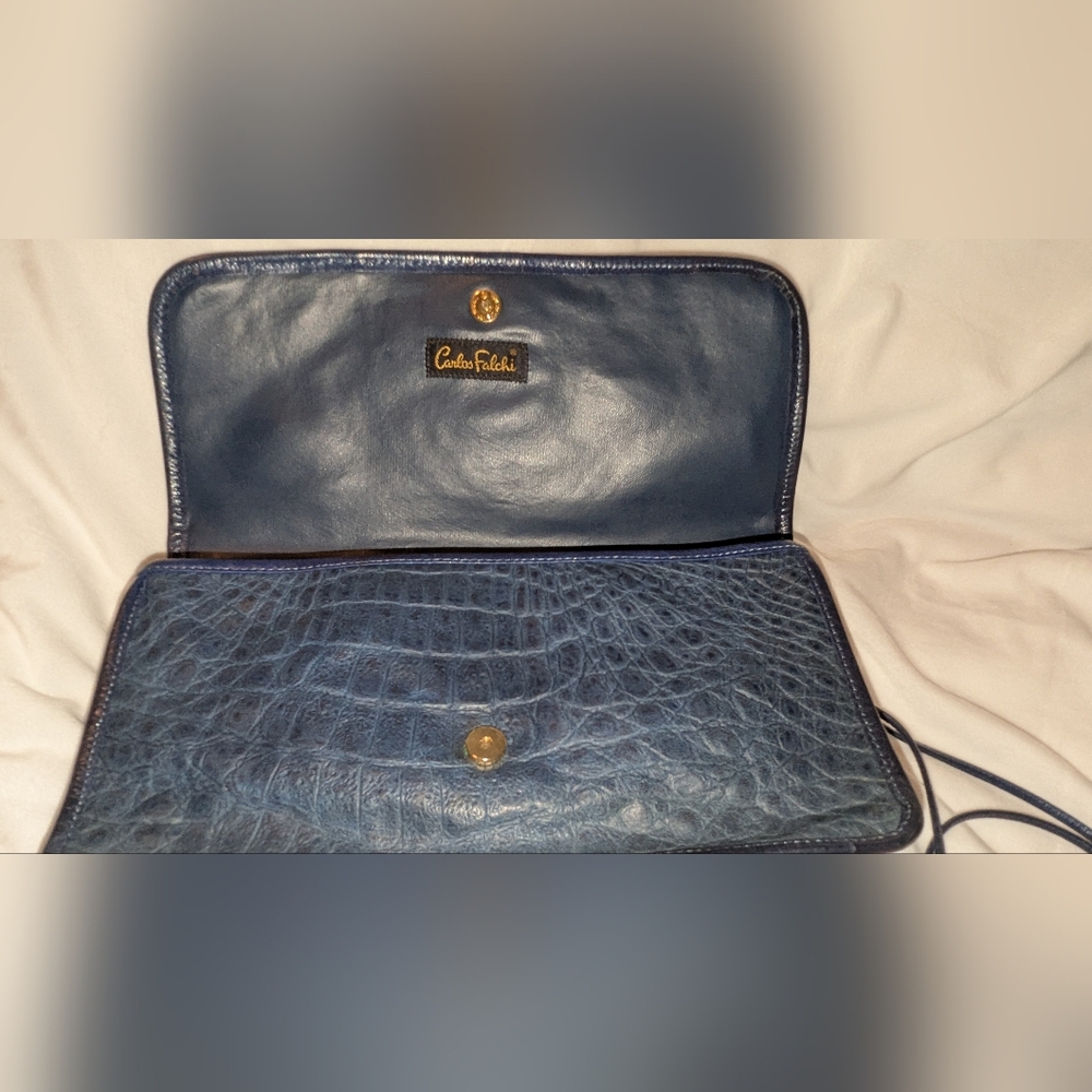 Carlos Falchi Leather Collage Patchwork Print Cro… - image 3